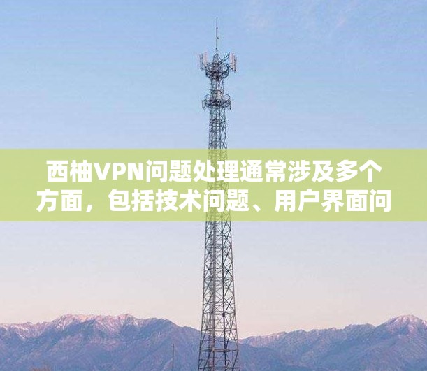 西柚VPN问题处理通常涉及多个方面，包括技术问题、用户界面问题以及网络环境问题。以下是一些可能的解决步骤和方法，您可以根据具体情况调整